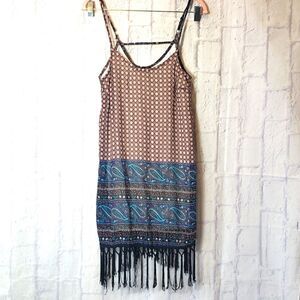 RUE21 Spaghetti Strap Fringed Paisley Dress XS